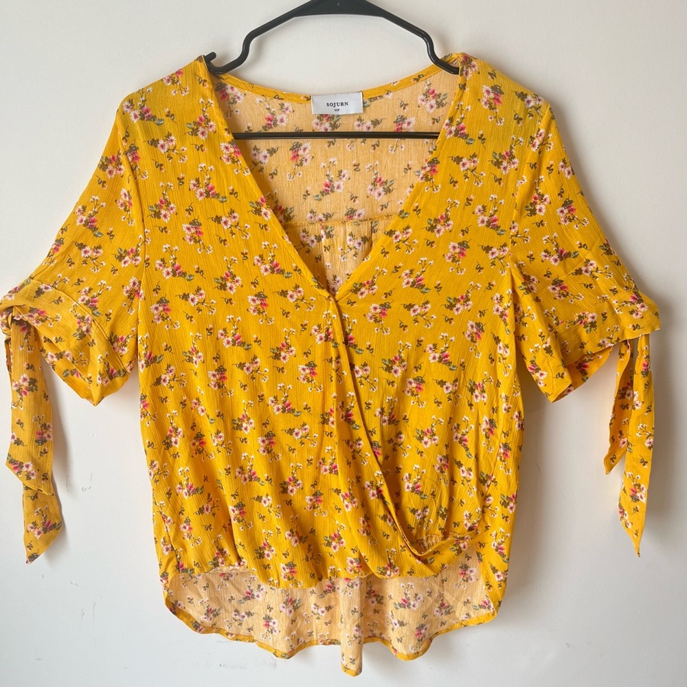 Yellow Knot Front Blouse